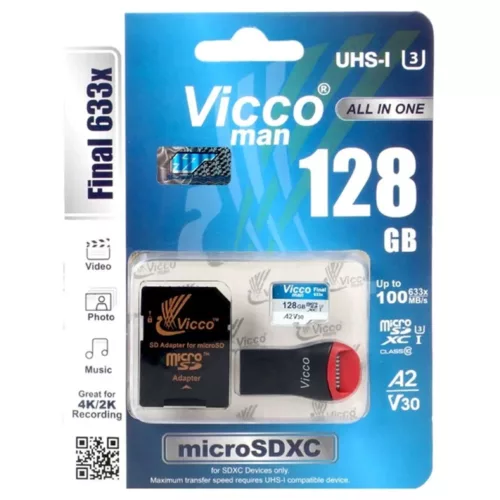 کارت حافظه 128 گیگ ویکو با تبدیل و رم ریدر Vicco Man