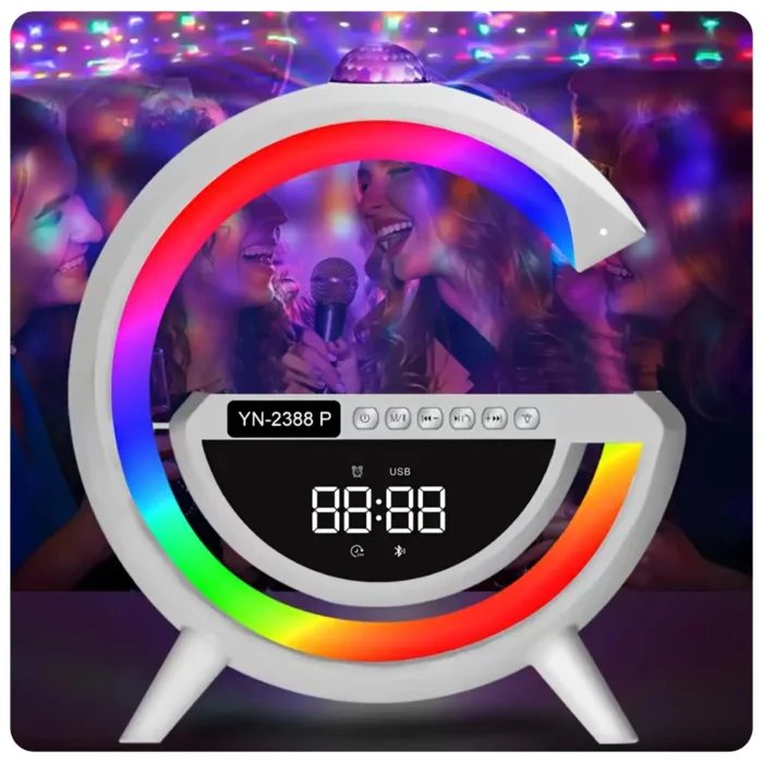 اسپیکر بلوتوثی، چراغ خواب و ساعت، شارژر مدل Yunuo YN-2388P - تصویر 3
