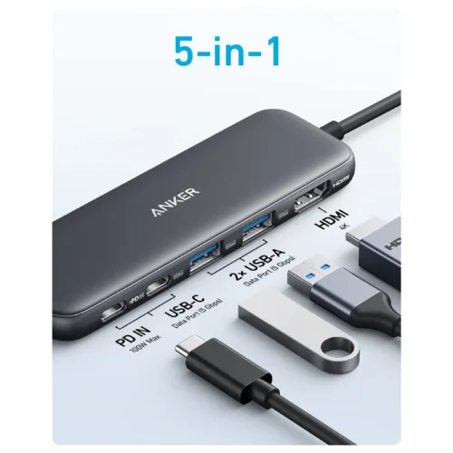 هاب 5 پورت تایپ سی انکر مدل Anker 332 USB-C Hub