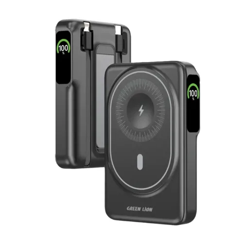پاوربانک وایرلس مگ سیف با ظرفیت 10000 میلی آمپر از برند گرین لاین مدل Green Lion Mag Vision PB96