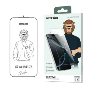 گلس شفاف برای آیفون 17 پرومکس مدل Green Lion 9H Steve